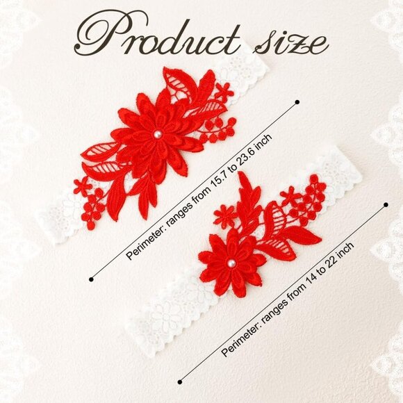 🆕Women Red Garters Bride Wedding Garter Thigh Wedding Garter Set for Brid - Picture 2 of 6